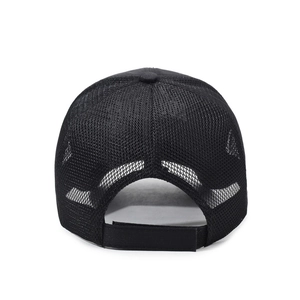 Breathable black mesh baseball cap for men with adjustable velcro strap for sports