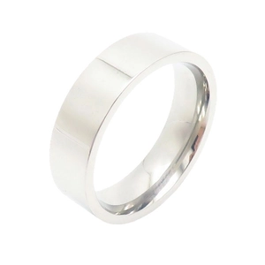 Polished silver stainless steel 6mm wide band ring with a minimalist flat surface