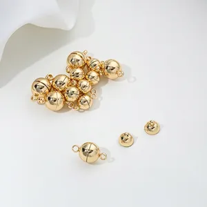 Polished golden spherical magnetic clasp for DIY jewelry making in various states