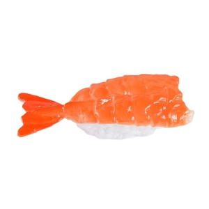 Modèle de sushi nigiri aux crevettes réaliste avec texture orange et base de riz