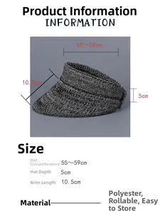 Tableau des tailles pour visière pliable avec bord de 10,5 cm et tissu en polyester