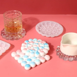 DIY silicone mold for bubble-shaped coasters with gradient finished resin coasters