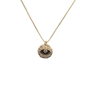 Collier avec pendentif œil maléfique doré et diamants pavés pour femme