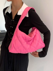 Quilted Shoulder Bag For Women Nylon Puffer Hobo Bag Diamond Lattice Lightweight Down Style Underarm Purse