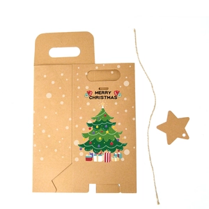 24-set Christmas kraft paper gift boxes with stars, twine, and festive tree designs