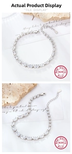 Close-up of S925 sterling silver lobster clasp and oval zircon stones on the bracelet