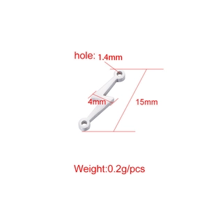 Polished lightning shape connector with dimensions 15x4mm and 1.4mm hole for jewelry making