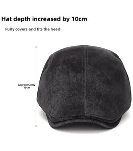 Detail showing the 10cm depth of charcoal grey flat cap for an ergonomic fit