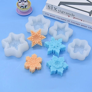 Set of four unique snowflake silicone molds for DIY cake fondant and chocolate baking