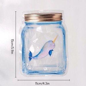Rainbow suncatcher window film with cute narwhal design and dimensions 15cm x 11cm