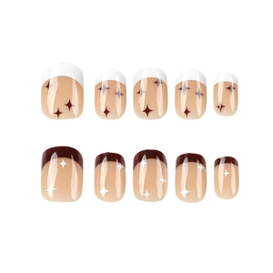 French Star Nagelsticker in Braun und Weiß, zweifarbiges Mix-Design, 10er-Set Nägel
