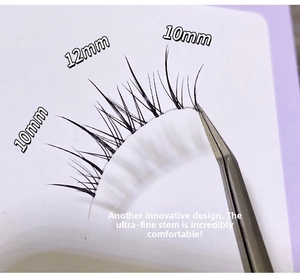 Detail of sunflower fairy false eyelashes showing 10mm and 12mm ultra-fine clear bands