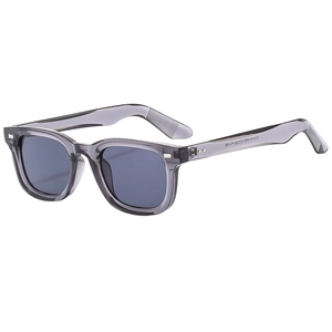 Lunettes de soleil carrées rétro gris translucide pour femme avec verres gris