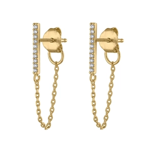 Minimalist Geometric Bar Rhinestone Tassel Chain Earrings With 925 Sterling Silver Earring Post For Women Jewelry