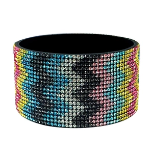 Silicone tumbler boot with colorful wavy diamond rhinestones for sports water bottles
