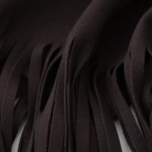Long wool coat with fringe detail and notch lapel in urban style dark brown fabric