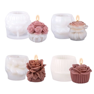 Stampi in silicone per candele a mazzo di rose con motivi floreali e geometrici
