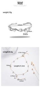 Detailed size chart for elegant pearl bracelet and necklace in luxury stainless steel
