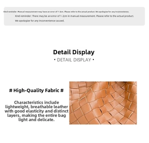 Detail of tan woven leather bag showing lightweight, breathable and flexible texture