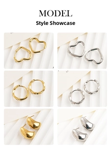 Detailed comparison of bamboo style heart and rope earrings in gold and silver finishes