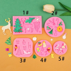 Detailed Christmas silicone molds featuring snowflakes and reindeer for DIY cake toppers