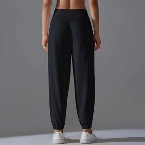 Vue arrière du pantalon de jogging ample à taille haute avec poignets élastiques