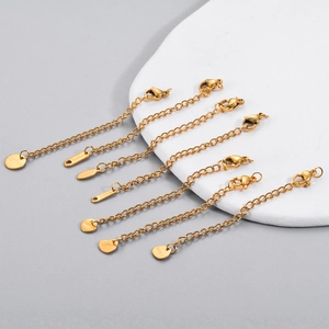 Golden stainless steel extension chains with lobster clasps for DIY jewelry making