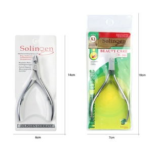 Golden stainless steel cuticle nippers set in two sizes with retail card packaging