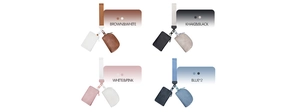 Collage di pochette da polso in ecopelle PU in marrone, kaki, rosa e diverse tonalità di blu