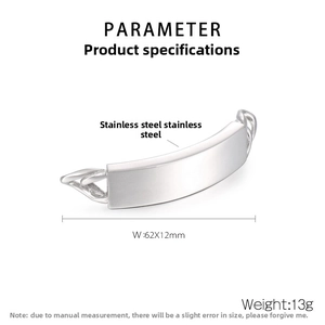 Dettaglio di piastra rettangolare curva in acciaio inossidabile 62x12mm per gioielli