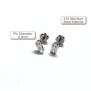Ghost shaped 316L stainless steel stud earrings with 0.8mm hypoallergenic pins
