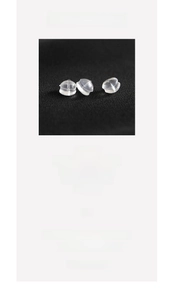 Macro shot showing 5x4mm transparent silicone earring backs with precise measurements