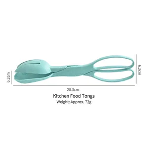 Eco-friendly light green scissor-style food tongs for outdoor picnic and BBQ salads