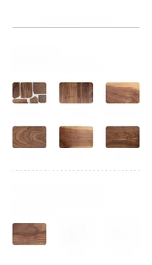 Detail of natural black walnut wood grains and textures including knots and mineral lines