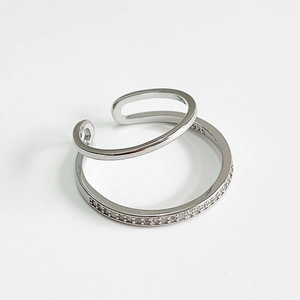 925 Sterling Silver Double Layer Ear Cuff And Ring With Zircon Minimalist Geometric Jewelry For Women Simple Versatile Style