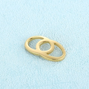 Creative stainless steel double ring interlocking jewelry connectors in gold finish