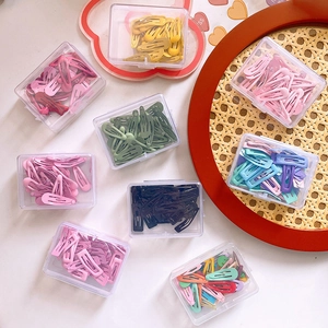 Set of colorful candy-colored drip oil BB hair clips for girls in transparent boxes