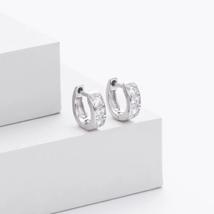 Elegant S925 sterling silver hoop earrings with shimmering pave set cubic zirconia