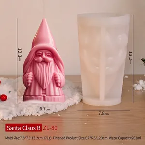 Gedetailleerde kerstman siliconen mal voor kaarsen met afmetingen en textuur