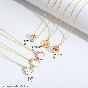 Elegant crescent moon and celestial charm pendant necklaces in gold and silver finish