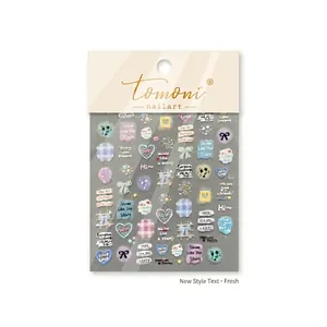 Cute puppy and heart motifs nail art stickers set with colorful hand-drawn graphics