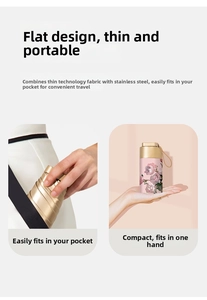 Flat mini sun umbrella with ultra-thin stainless steel frame fits in pockets