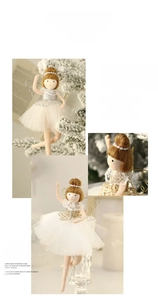 Close-up of ballet fairy ornament with tulle skirt and sparkling sequin details