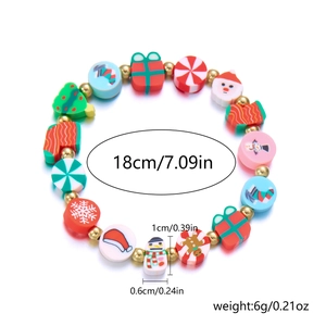 Weihnachtsarmband aus Polymer-Ton mit Weihnachtsmann und Schneemann, Details 18 cm