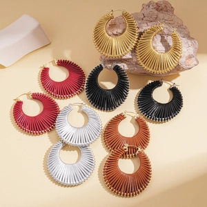 Bohemian Hoop Earrings Alloy Rope Woven Geometric Hollow Round Ethnic Minimalist Jewelry For Women