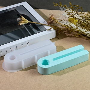Detailed view of long oval silicone mold for aromatherapy candle holders and resin bases