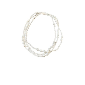 Long multi-layer faux pearl necklace with elegant layered design for a vintage stylish look