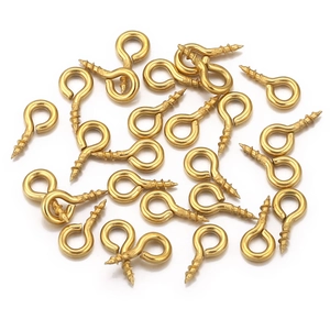 Bulk gold stainless steel eye screw hooks for DIY jewelry and small hanging crafts