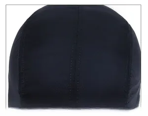Detail shot of navy foldable quick-dry baseball cap showing durable reinforced stitching