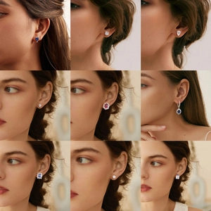 Elegant S925 sterling silver earrings set with colorful cubic zirconia in diverse cuts